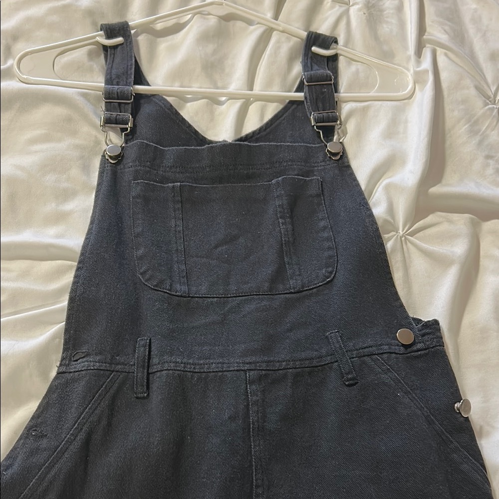 Vestique Charcoal Denim Overall Dress